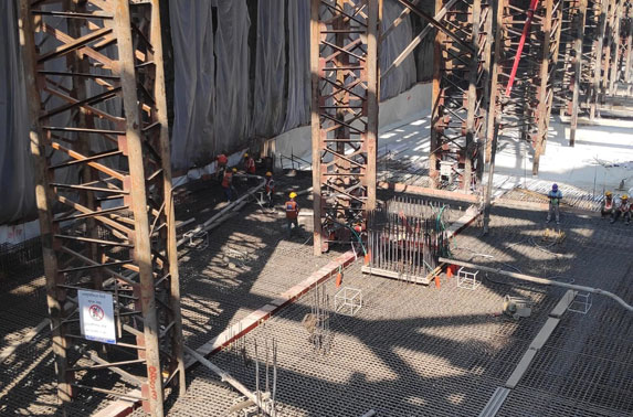 Base Slab Concreting in Progress in Grid 17-18 at Churchgate Station