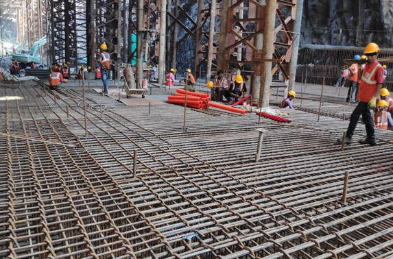 Base Slab Progress in Grid 10-12 at Churchgate Station