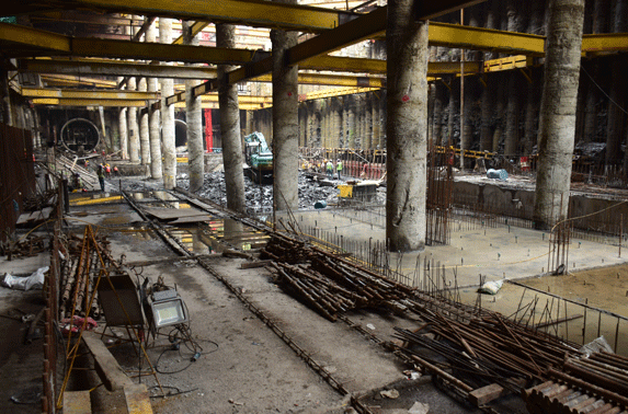 Base Slab work completed at Grid 9-10 - Worli Station