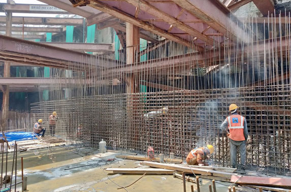 MS-RS Wall Progress in Grid 6-9 at Vidhan Bhavan Station