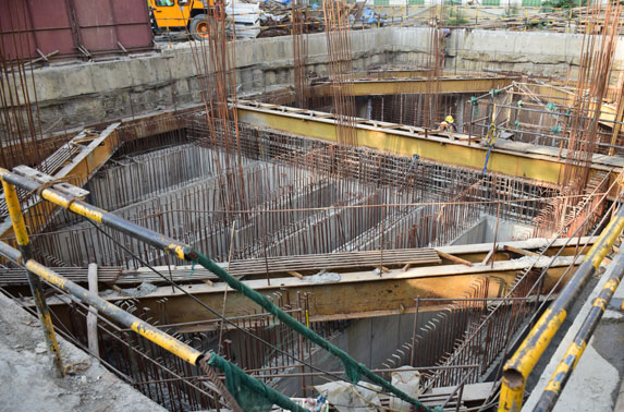 Mahalaxmi - Ancillary Building Water Tank and basement wall construction in progress