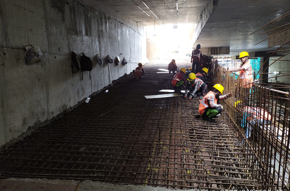 Ramp Slab shuttering and rebar in progress at Cuffe Parade Station