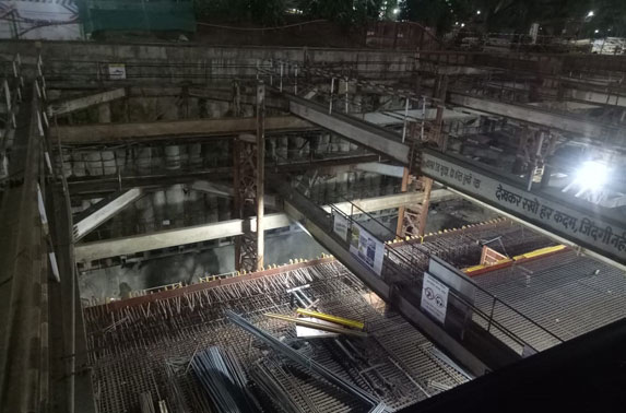 Roof Slab Reinforcement Progress in Grid 4-6 at Churchgate Station