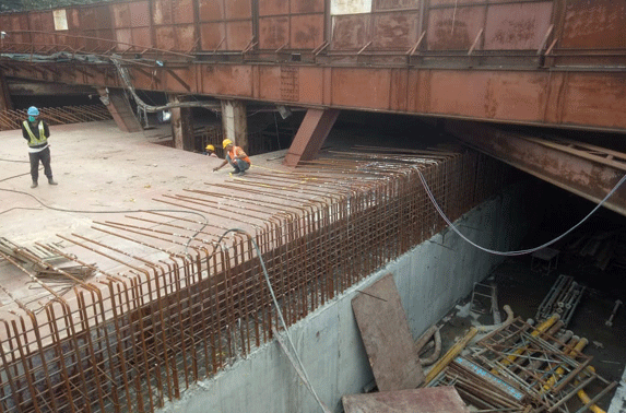 Roof Slab Soffit fixing in Progress in Grid 21-23 at Vidhan Bhavan Station