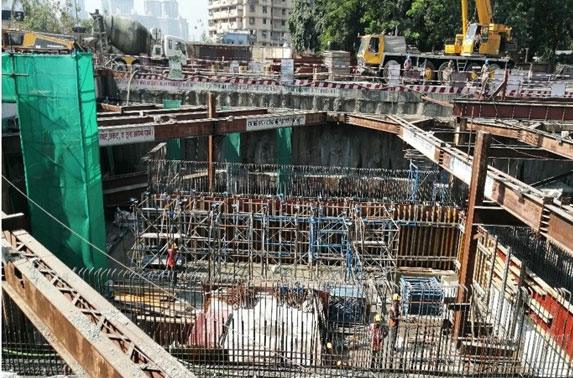 Roof Slab Staging Progress in Grid 3-4 at Vidhan Bhavan Station