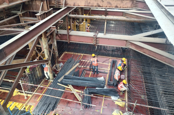 Roof Slab in Grid 9-10 at Hutatma Chowk Station