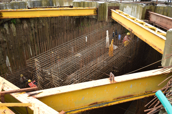 Water Tank Walls work in progress at Anc. Bldg. of Science Museum Station